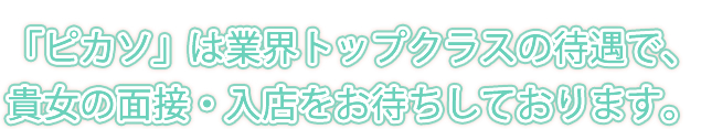 「ピカソ」は業界トップクラスの待遇で貴女の面接・入店をお待ちしております。